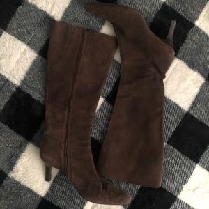 Ann Taylor LOFT Brown Leather Side Zip Mid-Calf High Heeled Boots Size 8
